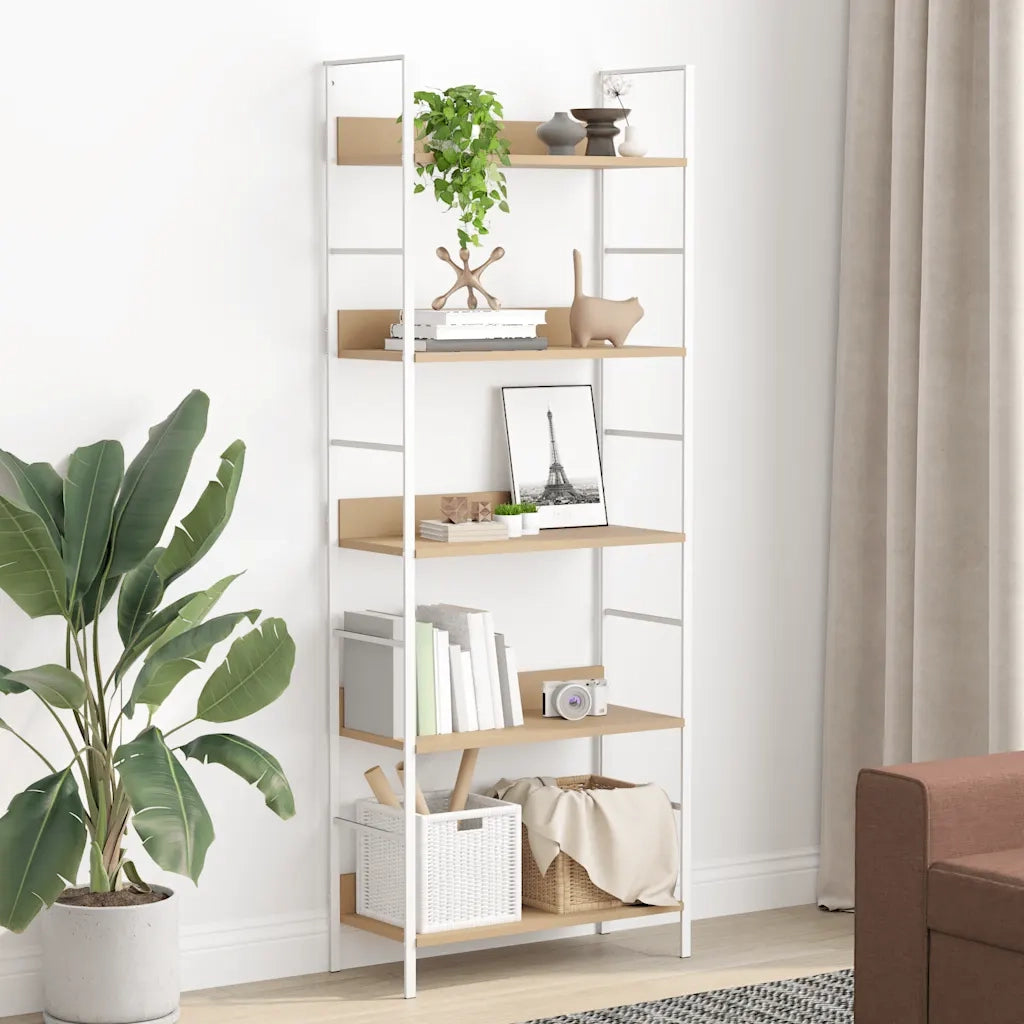 Scaffale Libri 5 Ripiani Rovere 60x27,6x158,5 Legno Multistrato 288229
