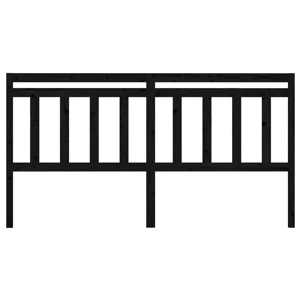 Testiera | Testata per Letto Nera 186x4x100 cm in Legno Massello di Pino