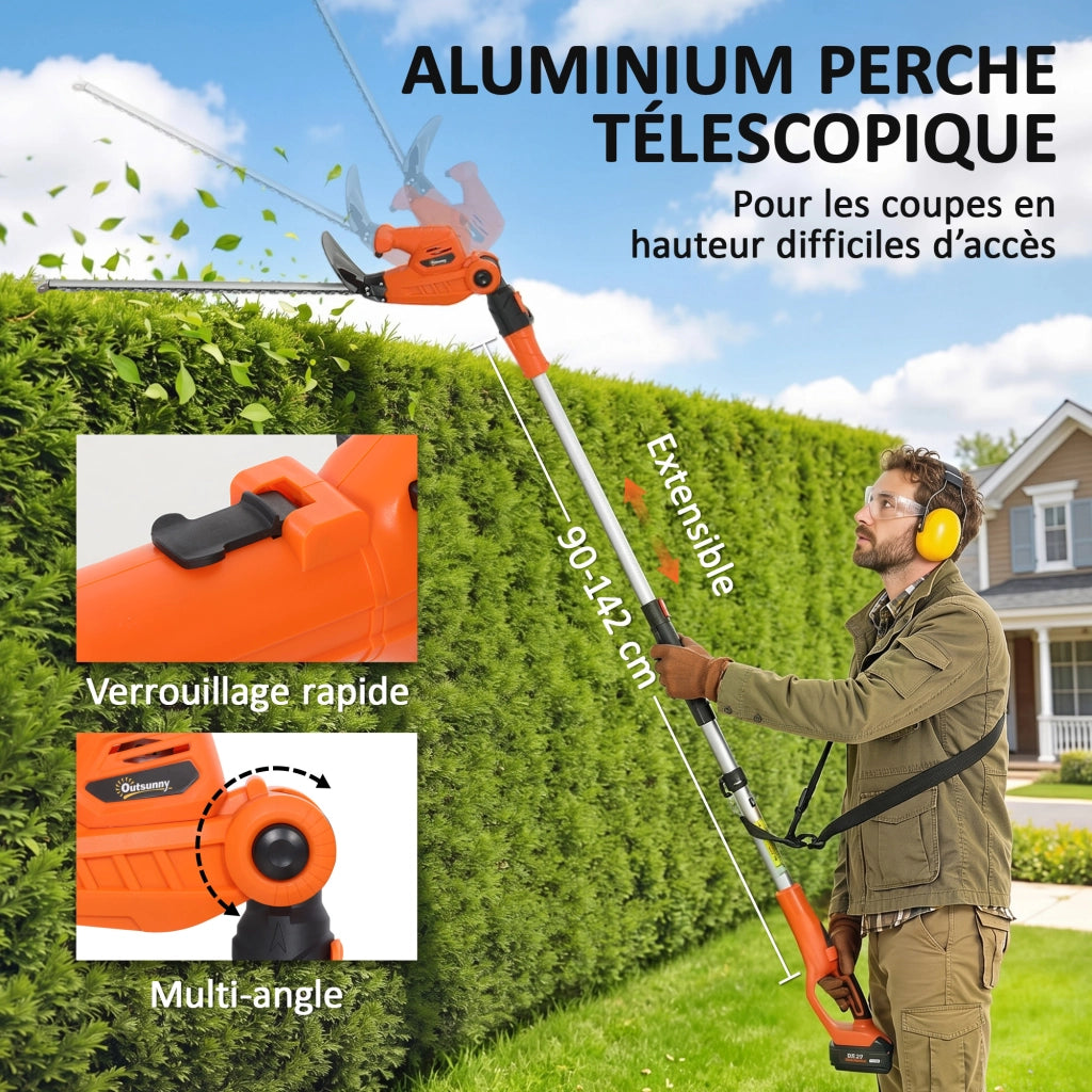 Tosaerba Elettrico con Manico Telescopico ¨C zephmum ¨C Lame 51 cm 2 Batterie 4.0 Ah 112.5x15x14.5cm Arancione
