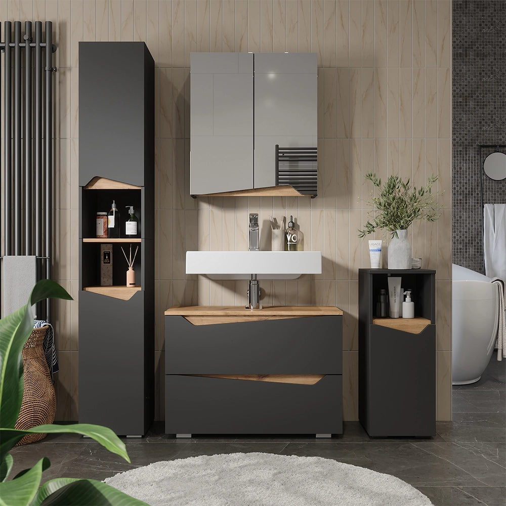 Vicco Mobile sottolavabo per bagno Antracite/Artisan 80 x 57.5 cm con 2 cassetti