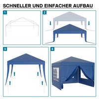 Gazebo 3 x 3 m in blu con protezione UV 50+, tendone da giardino con pareti laterali rimovibili, tenda da festa con finestre, ad esempio per terrazze e festival