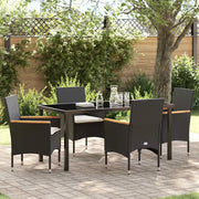 Set da Pranzo per Giardino con cuscino 5 pcs Nero polyrattan