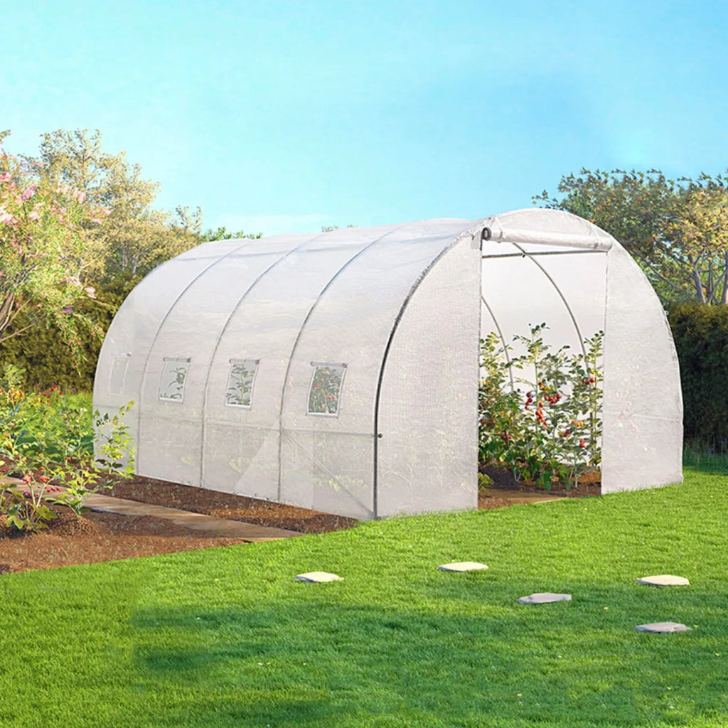 IDMarket - Serra tunnel di giardinario 12m²  bianco 4 stagioni ZEBRA 4x3M