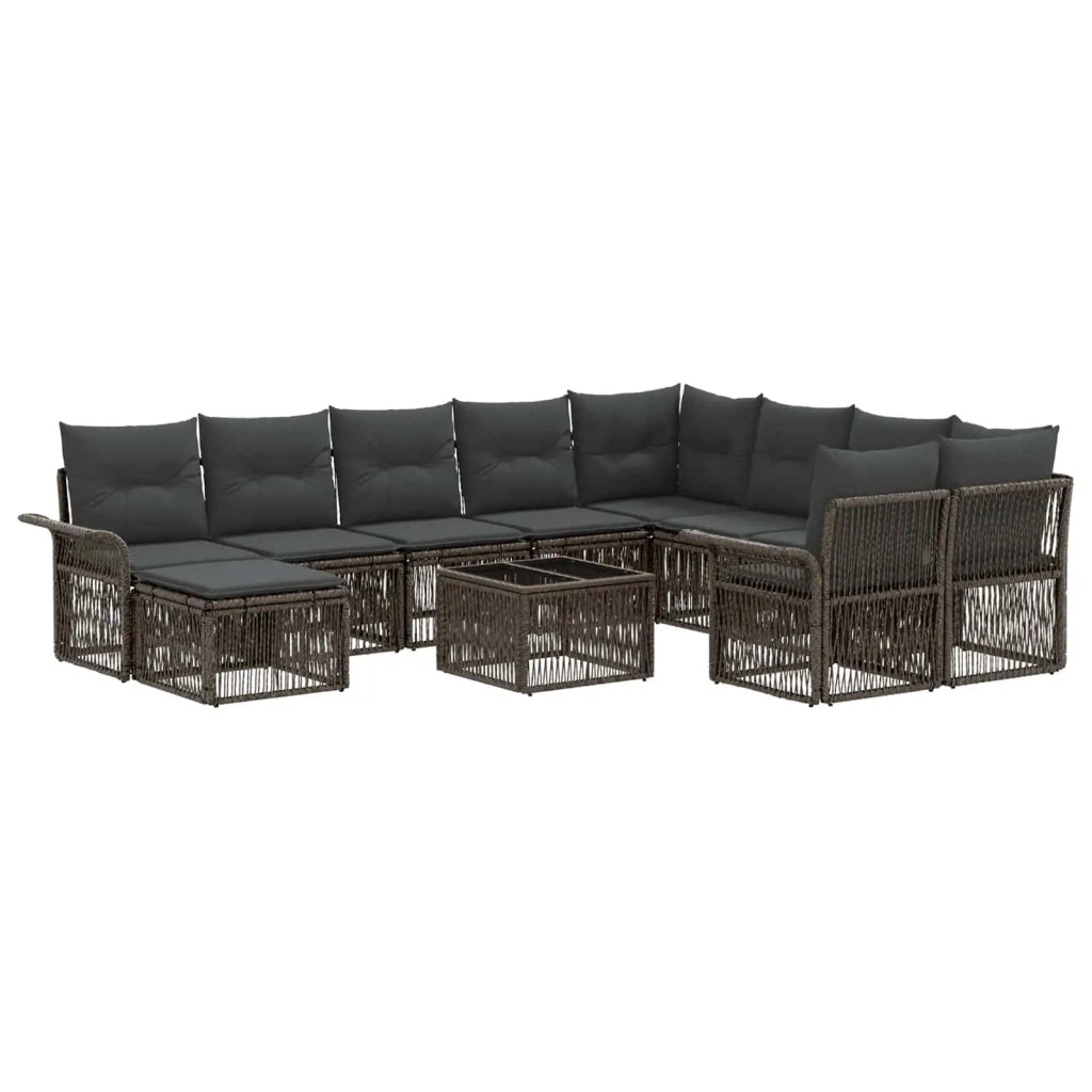 Set Divano da Giardino 11 pz Grigio polyrattan 3435026