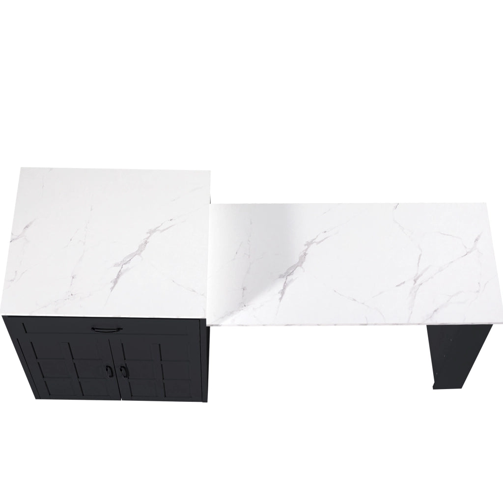 Tavolo bar allungabile 202x70x93.5 cm con spazio contenitivo in MDF nero