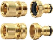 Kit di connettori per tubi da giardino in ottone - connettore femmina 3/4 pollice con filettatura per rubinetto - adattatore di accoppiamento rapido maschio - set da 4 pezzi