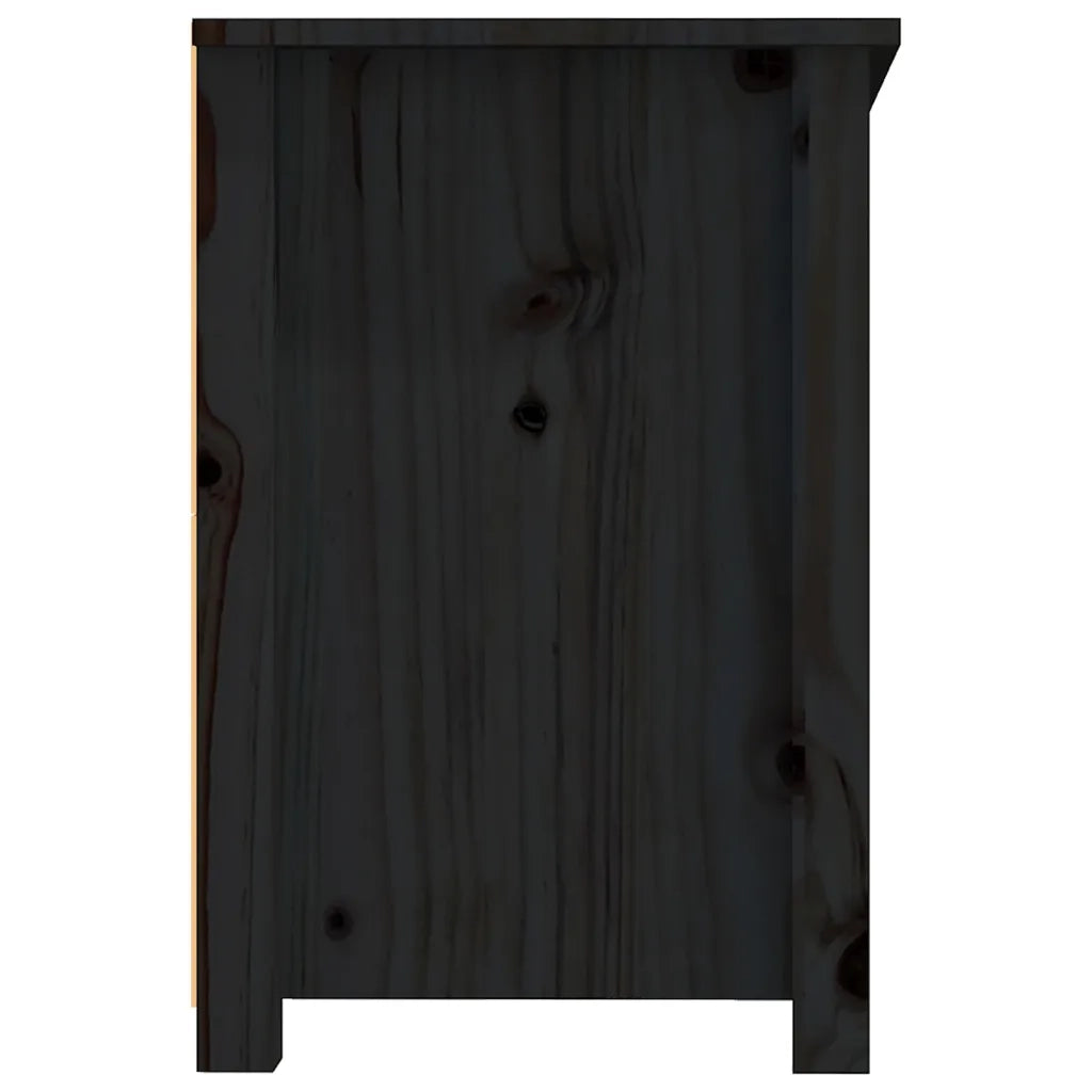 Mobile Porta TV Nero 114x35x52 cm in Legno Massello di Pino 821506