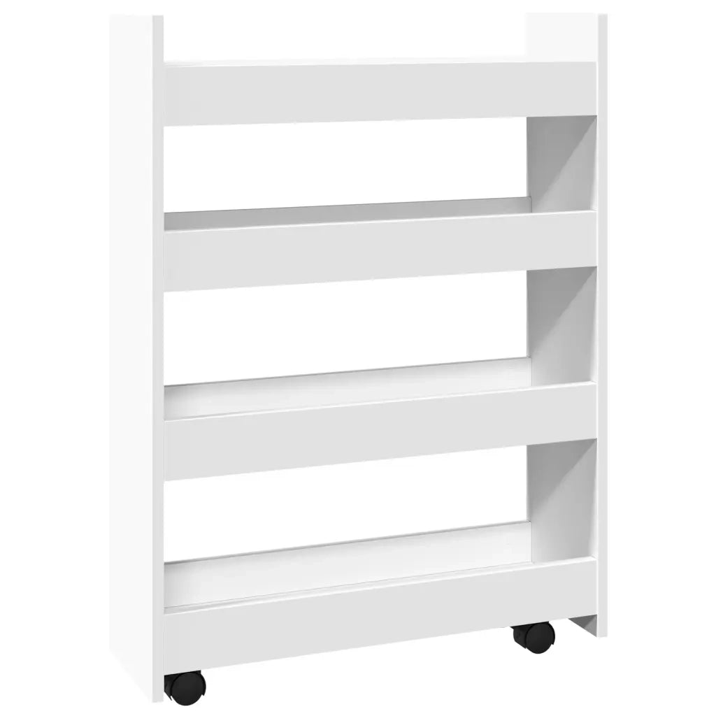 Carrello portaoggetti stretto a 4 ripiani bianco in legno ingegnerizzato 855259