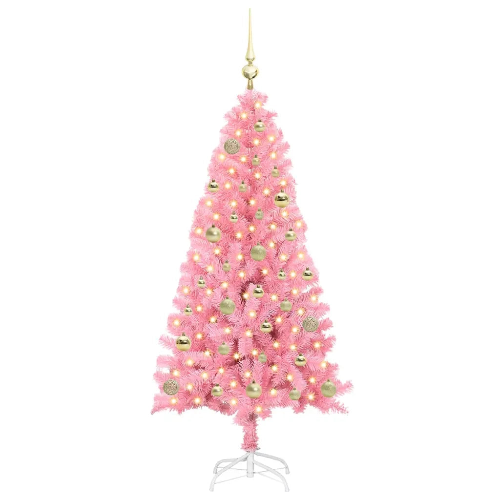 Albero di Natale con 150 LED con supporto-Luci decorative natalizie Rosa 150 cm PVC 784758