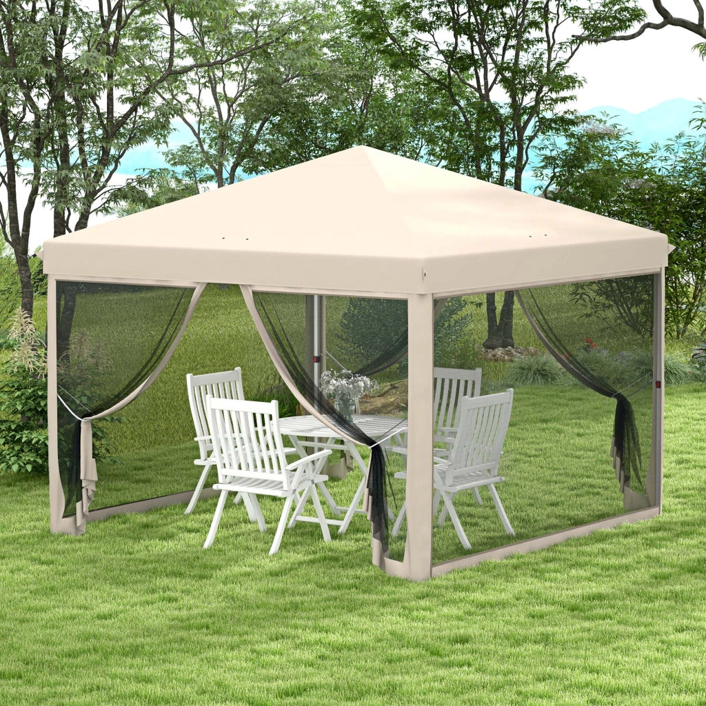 Gazebo Pieghevole Impermeabile ¨C Zephmum ¨C Grigio 3x3x2.65 m con Rete