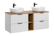 Set mobili bagno 140 cm con piano e 2 lavabi da appoggio Smile Adel White 140 cm