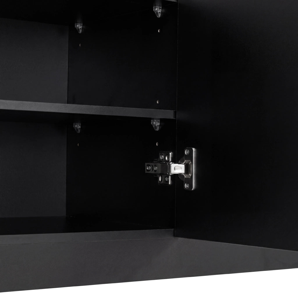 Garderoba da ingresso 100x35x180 cm con specchio; seduta e LED; MDF; nero