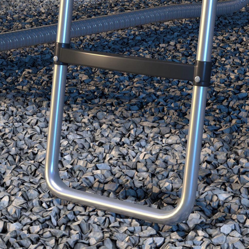Scaletta per Trampolino Elastico Regolabile a 3 o 2 Scalini 97x32 cm in Acciaio Argento