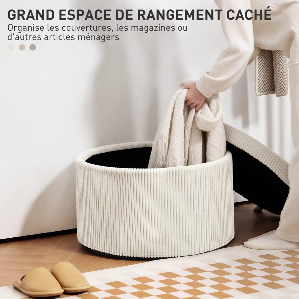 Pouf contenitore rotondo ¨C zephmum ¨C velluto, beige, ?60x41 cm