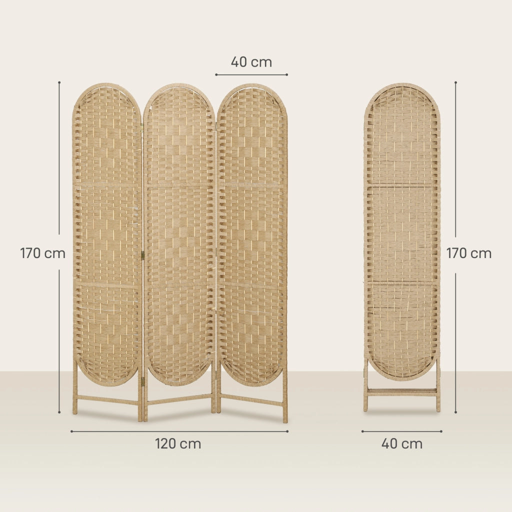 Biombo Pieghevole 3 Ante ¨C Zephmum ¨C Naturale 120x170 cm