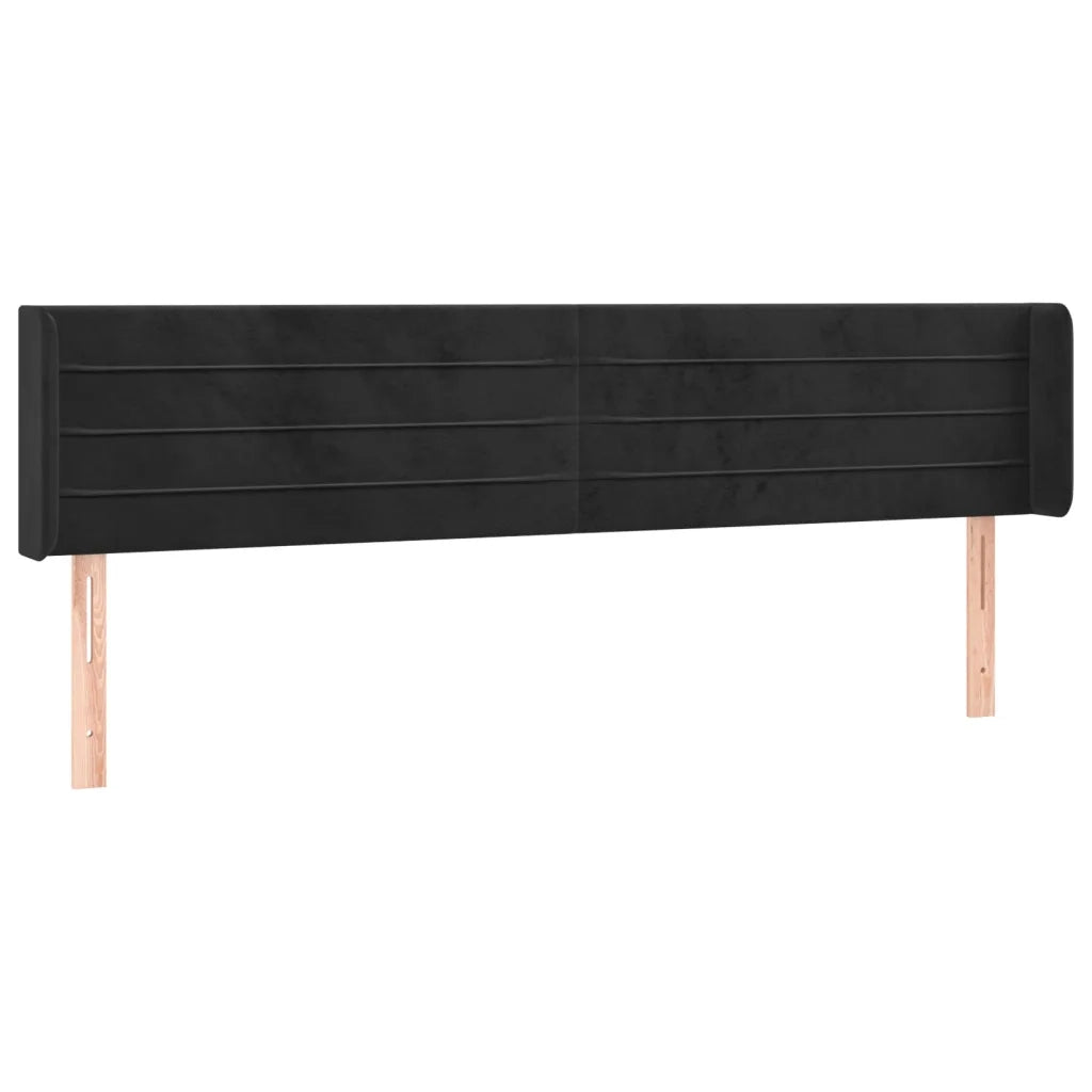 Testiera ad Orecchio-Testata con Orecchie Nera 163x16x78/88 cm in Velluto 889220