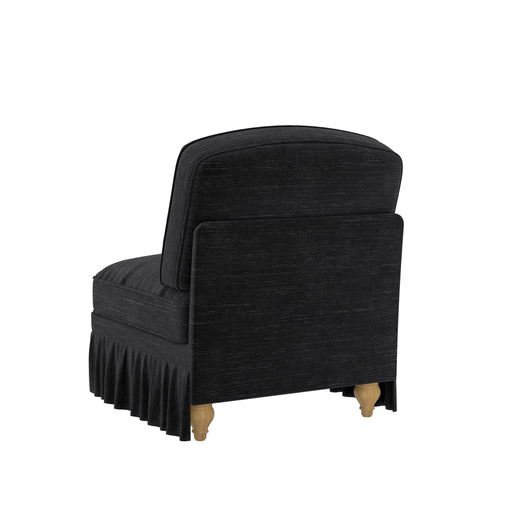 Divano dritto in ciniglia con cuscino rimovibile e gonna staccabile per soggiorno e piccoli spazi, nero