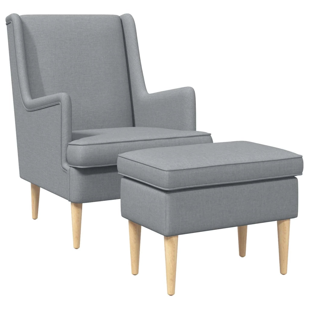 Poltrona con Ottomano 2 pz Grigio Chiaro Tessuto 3418811