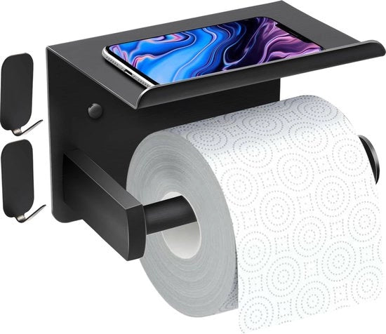 Sostegno per carta igienica senza foratura sostegno per carta igienica con pannello da attacco alla parete per cucina e bagno (nero)