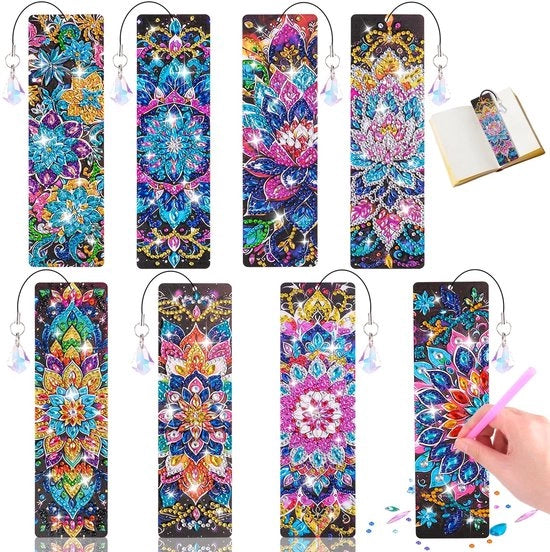 Set di appunti in vetro 8 pezzi - Pannelli di diamante mandala - Kit di attività creativa - Regalo per ragazze di 6-12 anni - Attività di creatività - Attività rilassante - Libellero