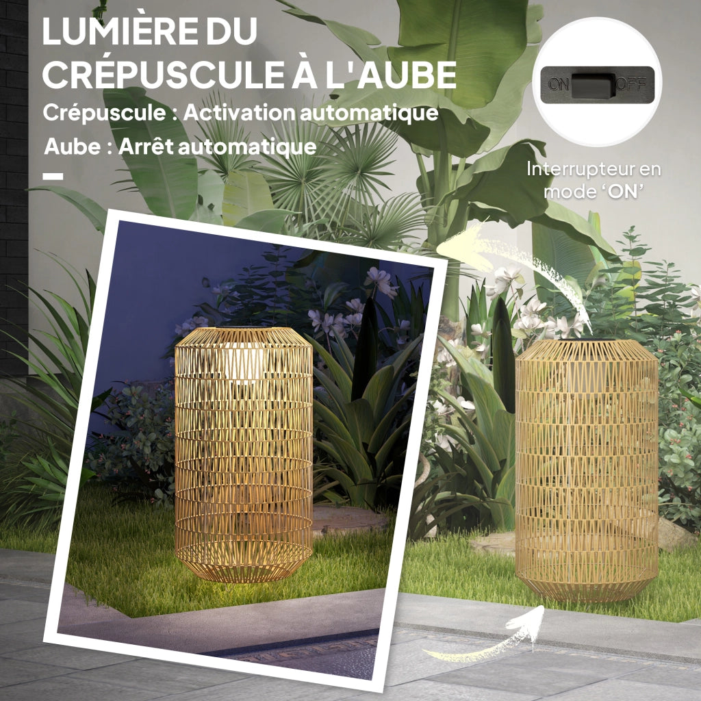 Lampadaire solare esterno in resina intrecciata ¨C zephmum ¨C giallo ?30x55cm