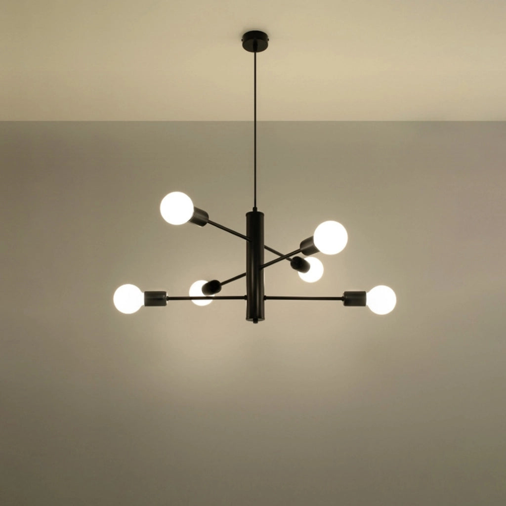 Lampadario Basilik Pure Lume 6 luci nero metallo E27