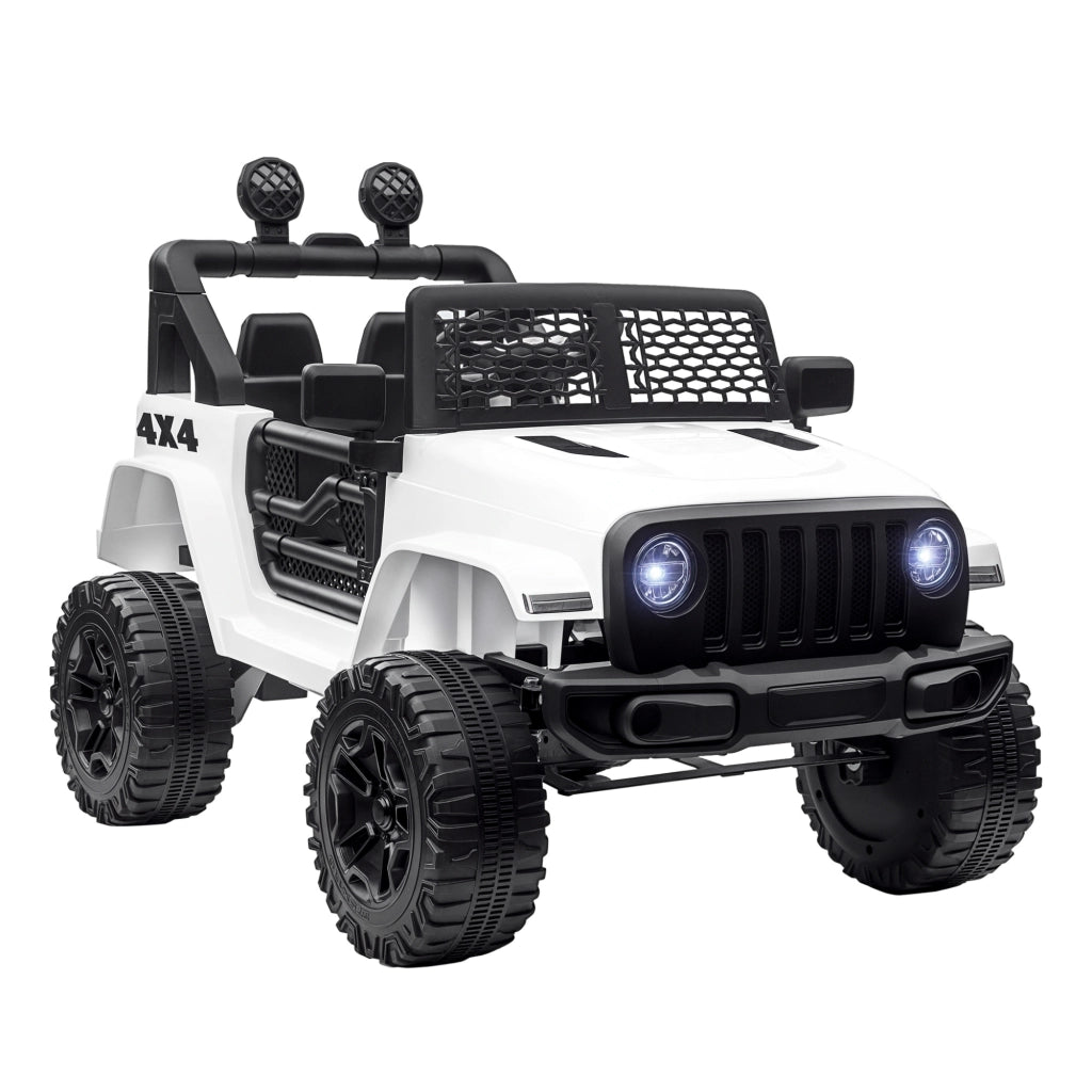 Macchina Elettrica per Bambini Jeep Fuoristrada con Telecomando e 2 Velocit¨¤, 100x65x72 cm, Bianco