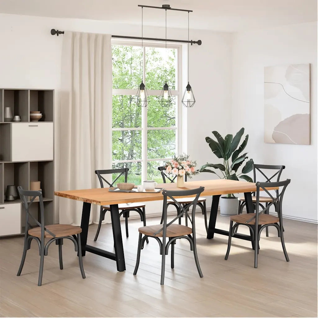 vidaXL Gambe per tavolo da pranzo a forma di A 2 pz nere 90x(72-73) cm in acciaio
