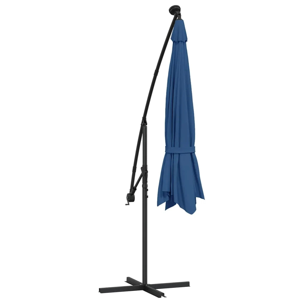 Ombrellone da giardino decentrato con luci LED azzurro 350 cm 02_0008455