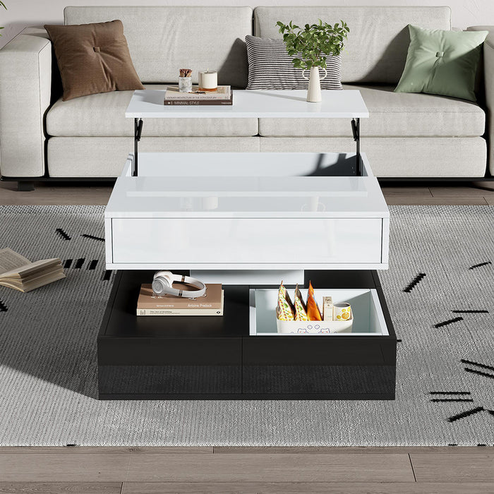 Tavolino geometrico - Xylo - 70x70cm 3 cassetti bianco/nero