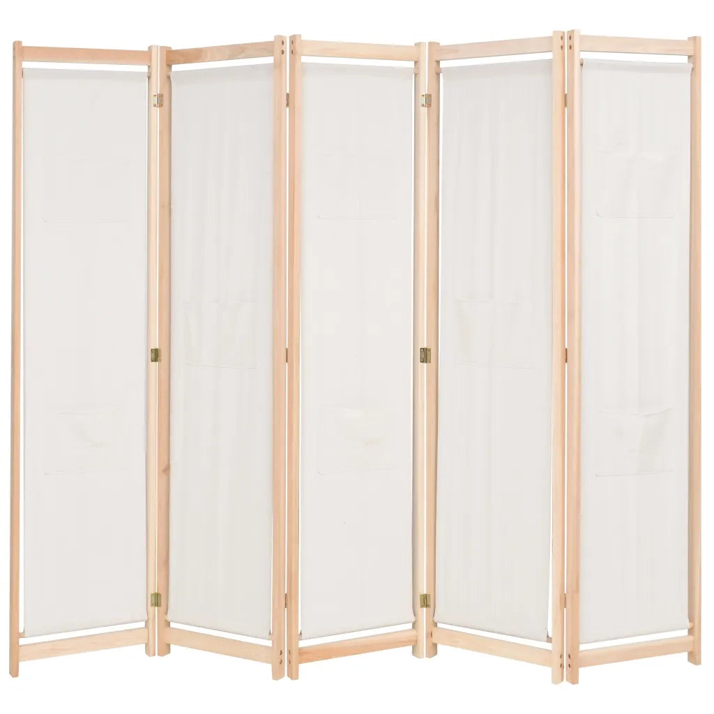 Paravento a 5 Pannelli Crema 200x170x4 cm in Tessuto cod mxl 94545