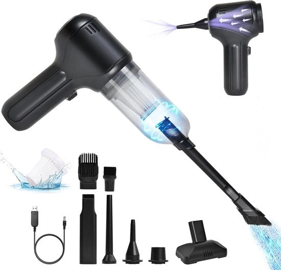 Aspiratore a mano senza fili per auto e casa ricaricabile via USB - aspiratore a mano potente 150.000 giri/min con batteria.