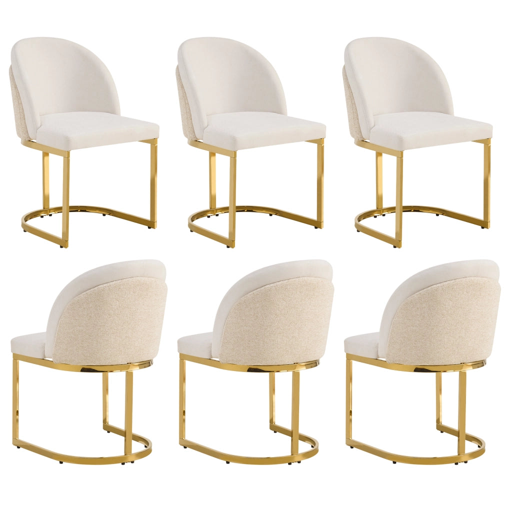 SEDIA da pranzo Set da 6 pezzi 59x52x85 cm Chenille Beige e Oro