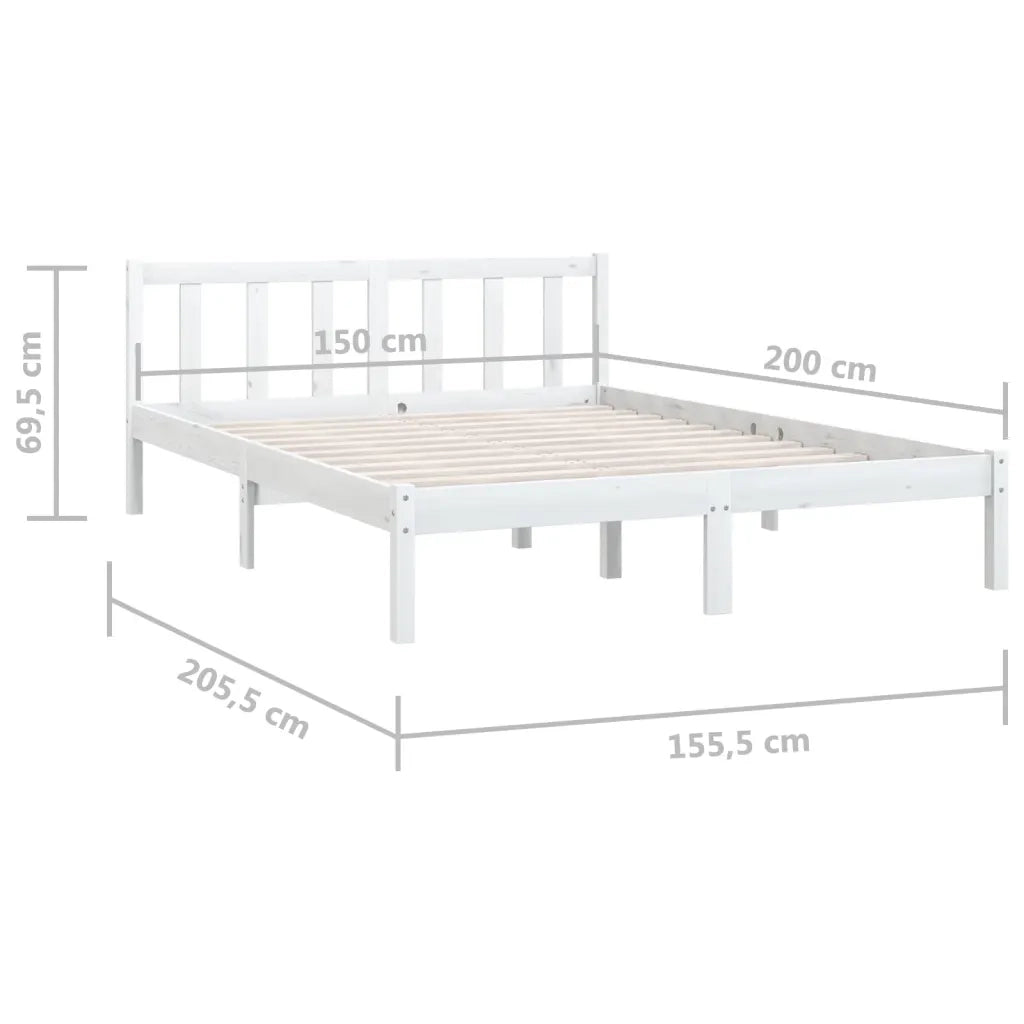 Giroletto-Struttura Letto Bianco Massello Pino 150x200cm King Size 654464