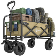 Carrello da Giardino 110L ¨C Xylo ¨C Acciaio e Tessuto Oxford con Maniglia Telescopica, Cachi