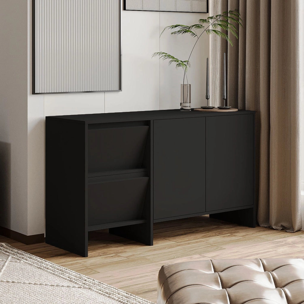 Credenza in legno "Laris 130" - 130 x 44 x 82 cm - Nero