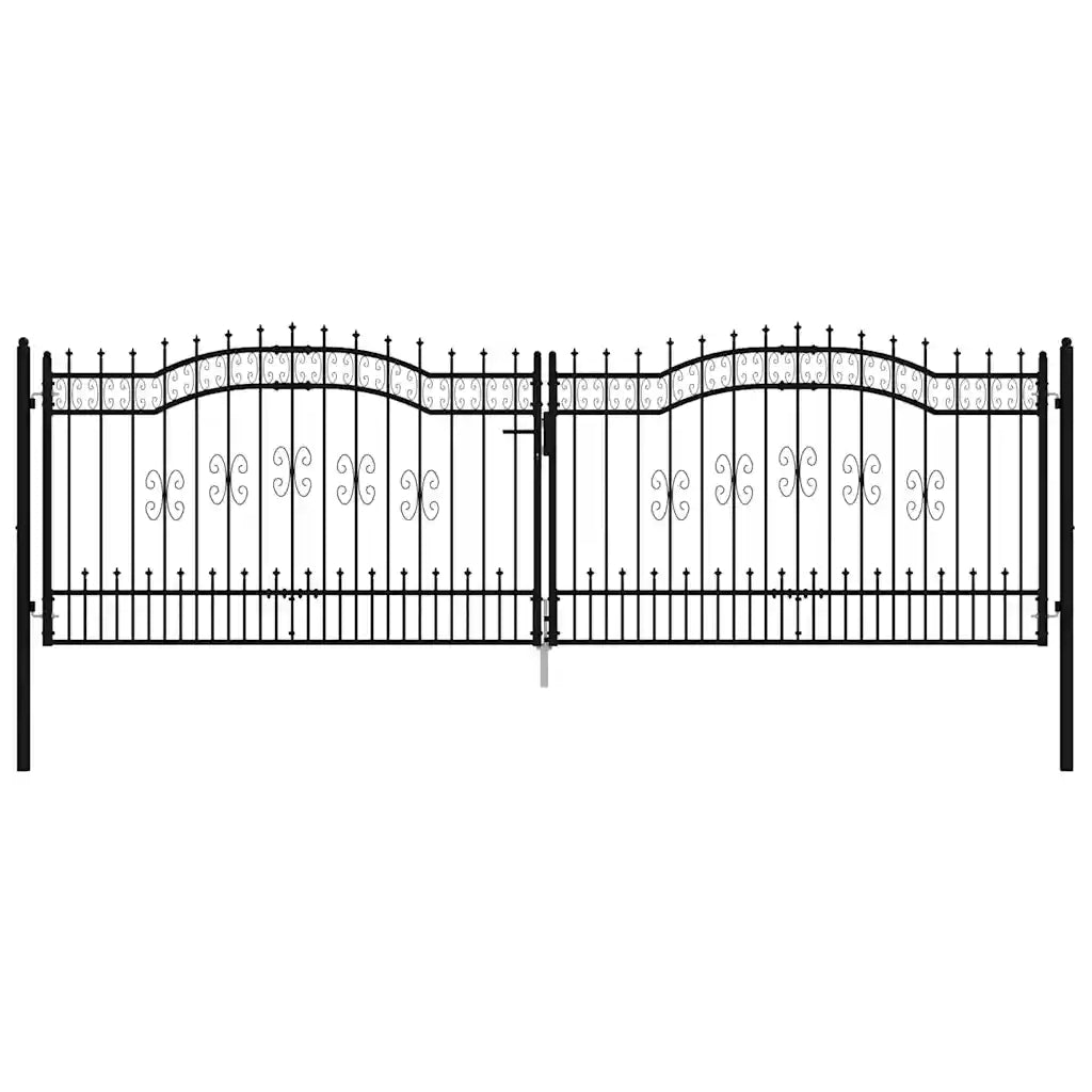 Cancello per recinzione con punta a lancia nero 406x125 cm in acciaio verniciato a polvere 151101