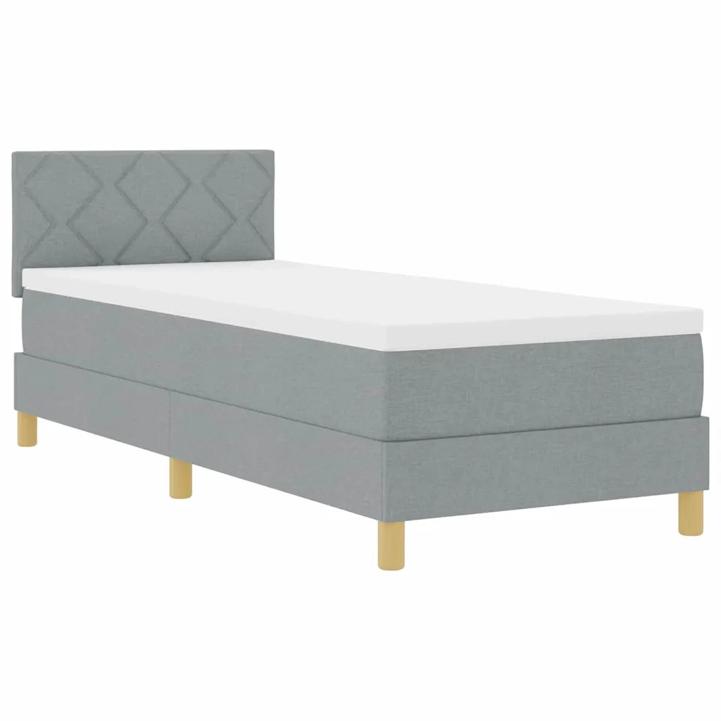 Letto singolo | Letto per adulti | Letto a molle con cuscino Grigio chiaro 80 x 200 cm Tessuto