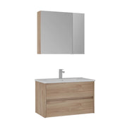 Set mobile lavabo con specchio (2 pezzi) "Side 85 v2" - 85 x 45 x 52 cm - Rovere