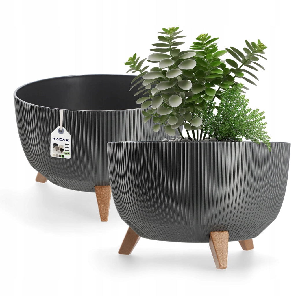 Vaso da giardino KADAX con gambe, grande, rotondo, per fiori, con ciotola interna, 40 cm