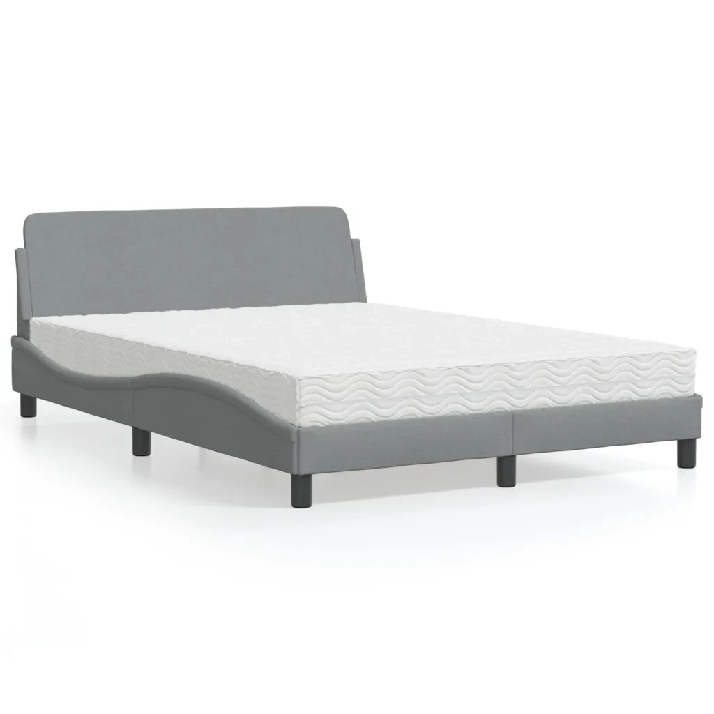 Letto con Materasso Dover Grigio Chiaro 140x190cm Tessuto 3208384