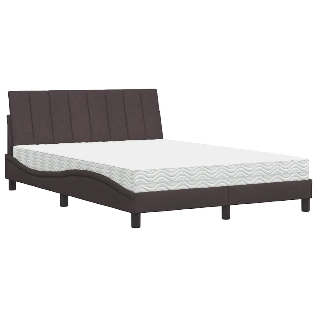 Letto con Materasso Hanko Marrone Scuro 120x200cm Tessuto 3310520