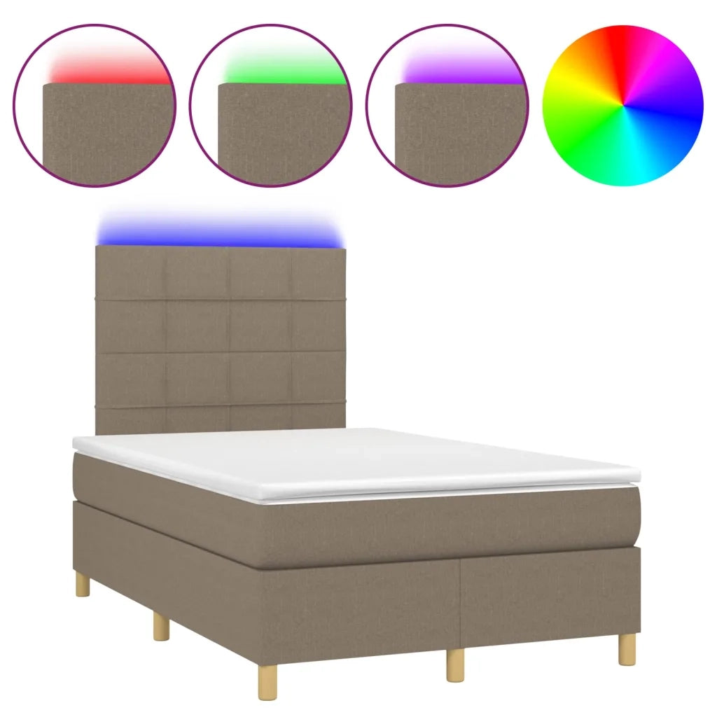 Letto a Molle con Materasso e LED Tortora 120x200cm in Tessuto cod mxl 59328