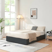 Letto Francese Contenitore Nola 140x200 cm Apertura a Ribalta Rivestito in Similpelle - Nero [en.casa]