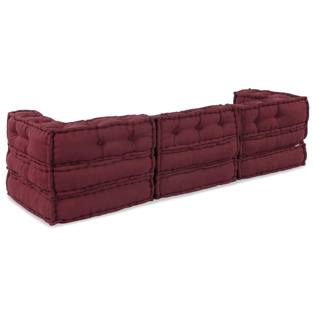 Divano modulare 3 pcs Bordeaux Tessuto 3315072