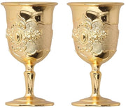 Set di bicchieri da vino in vetro dorato - altezza 60 mm - set da 2 pezzi - per comunione/ Natale - finitura lucida - bicchieri da vino in vetro