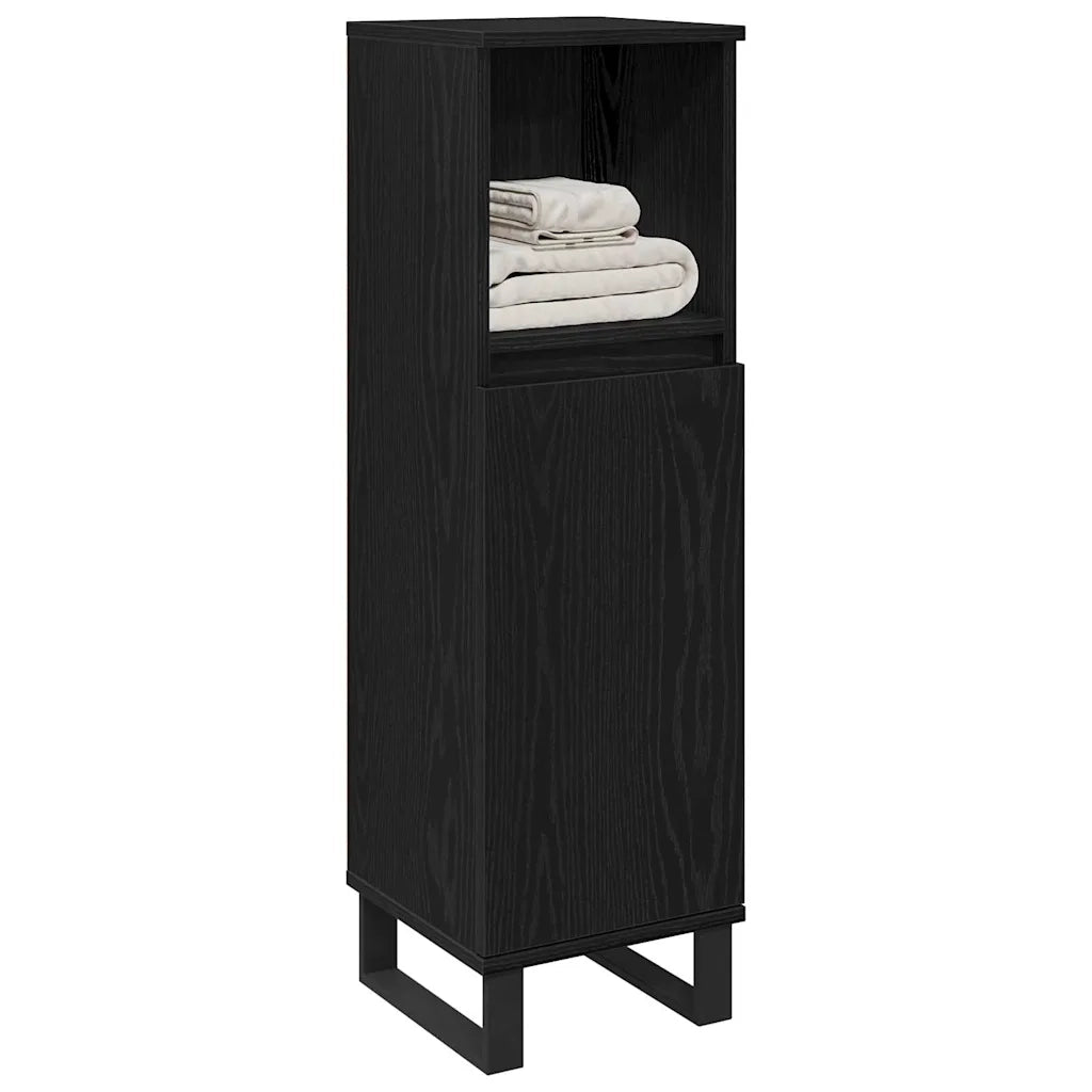 Mobile da Bagno Rovere Nero 30 x 30 x 100 cm Legno multistrato 862886