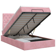Letto ottomano con materasso Rosa 120 x 190 cm Velluto 3457640