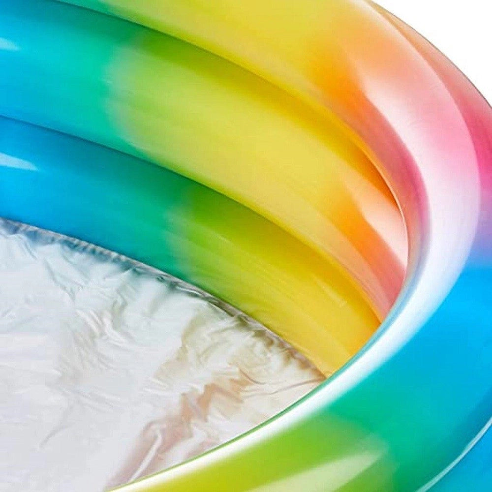 Trade Shop - Piscina Arcobaleno 3 Anelli Gonfiabile Geometria Multicolor 147x33cm 288lt 58439 -