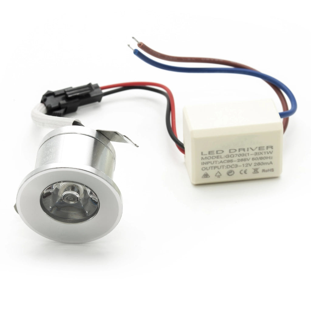 Faretto mini LED spot incasso luce scale segnapassi 1W 220V IP20 foro 25 30mm COLORE SILVER LUCE 6000K